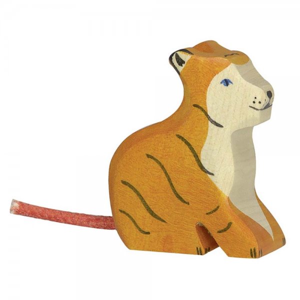 Goki Tiger, klein, sitzend Holzfigur bemalt neu OVP