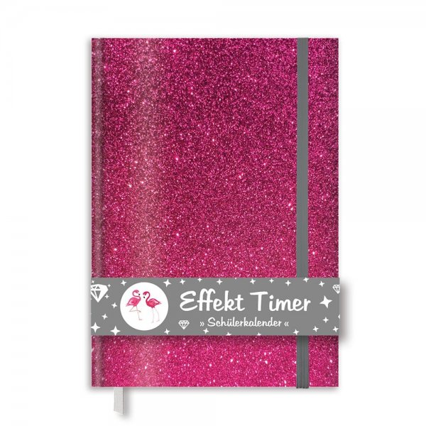 Roth Effekt Timer A6 Wochenkalender Terminkalender immerwährend Glittereffekt Pink Glitter Gummiband