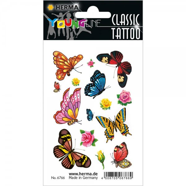 HERMA 6766 CLASSIC Tattoo Colour Schmetterlinge Klebetattoos Body-Sticker ablösbar
