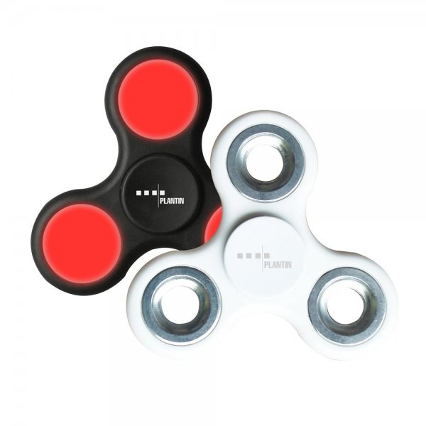 PLANTIN Double Fidget Spinner Set Doppelpack weiß schwarz 1x LED Hand Spielzeug Antistress Spin Toy
