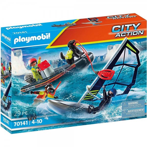 PLAYMOBIL® City Action 70141 - Seenot: Polarsegler-Rettung mit Schlauchboot Spielset ab 4 Jahren