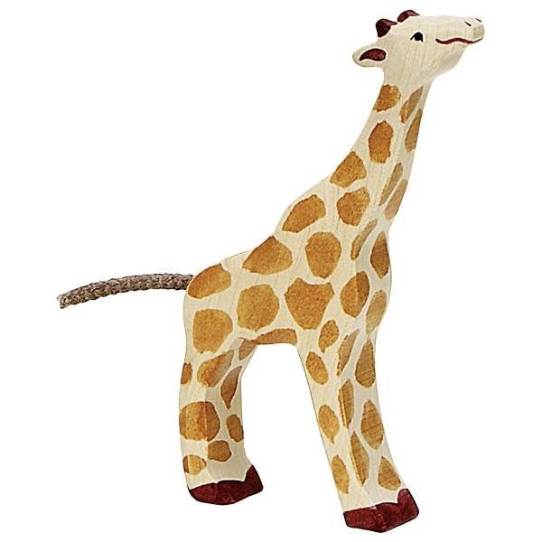 Holztiger Giraffe fressend klein Abenteuer Wildnis Safari Tiere Spielzeug Kinder Holzspielzeug
