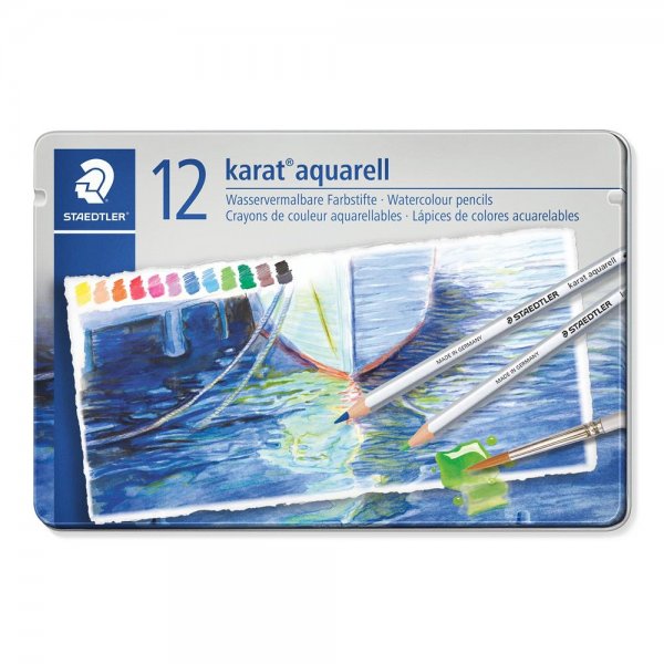 STAEDTLER Farbstift 125 Metalletui mit 12 Aquarellstiften sortierte Farben Set