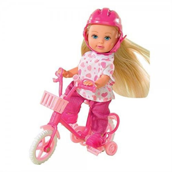 SIMBA Evi Love 105731715 - Puppe mit Fahrrad Helm Mädchen Ausflug Kinder Garten