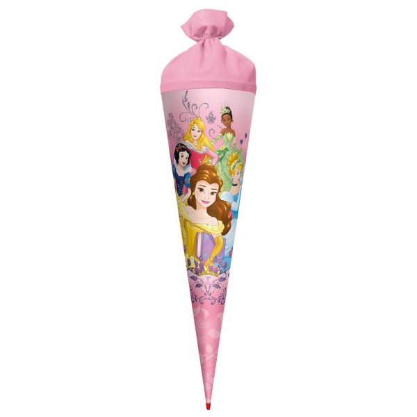 Roth Schultüte Disney Princess mit Glitter, 70cm, rund, mit Rot(h)-Spitze und rosa Filzverschluss