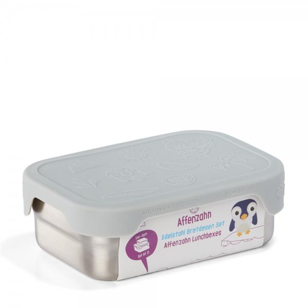 Affenzahn Edelstahl-Brotdosen-Set Koala Grau Lunchbox mit Snackbox für Kinder