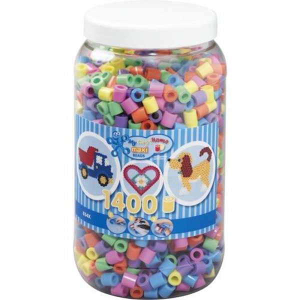 Dan Import HAMA Maxi Perlen Pastell Dose 1.400Stück in 6 verschiedenen Farben