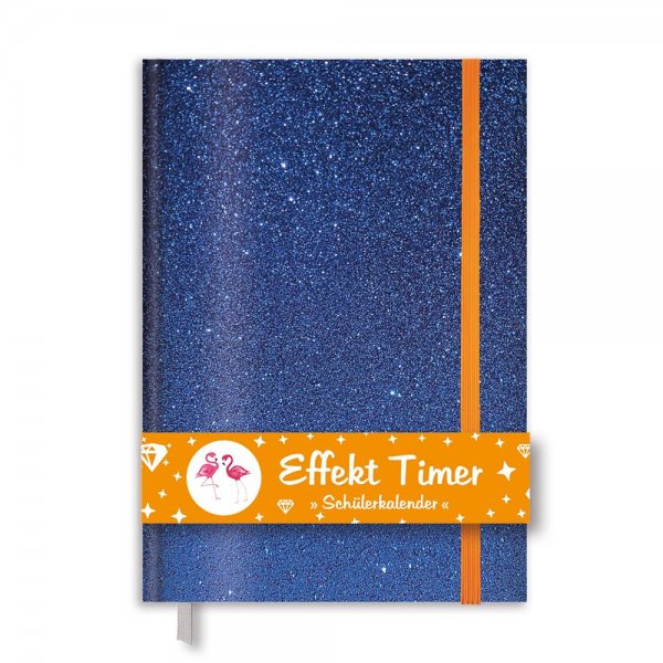 Roth Effekt Timer A6 Wochenkalender Terminkalender immerwährend Glittereffekt Blue Glitter Gummiband