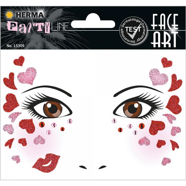 HERMA 15309 Face Art Sticker Love Body-Tattoo Gesicht-Maske Halloween Fasching Party