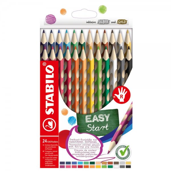 Ergonomischer Buntstift für Rechtshänder - STABILO EASYcolors - 24er Pack - mit 24 Farben