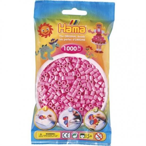 Hama 207-48 - Bügelperlen, ca. 1000 Perlen, pastell rosa Bügelplatte Stiftplatte Mädchen basteln