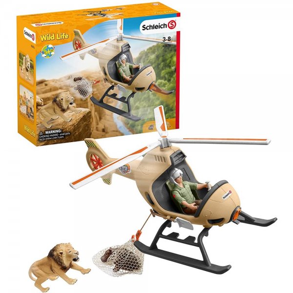 Schleich 42476 Wild Life Spielset - Helikopter Tierrettung Kinderspielzeug Heli inkl Spielfigur