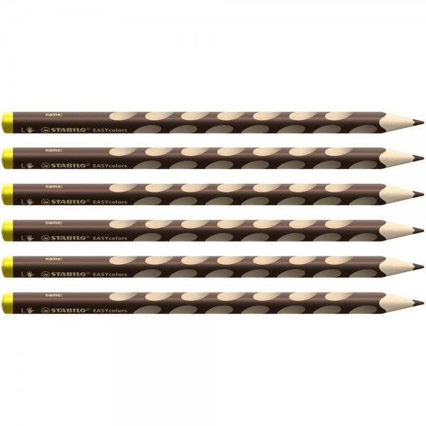 Ergonomischer Buntstift für Linkshänder - STABILO EASYcolors - 6er Pack - dunkel braun