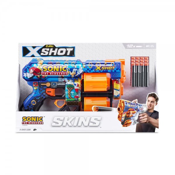 ZURU X-Shot Skins Sonic Blaster mit Platz für 12 Darts und einer Reichweite von 27 m