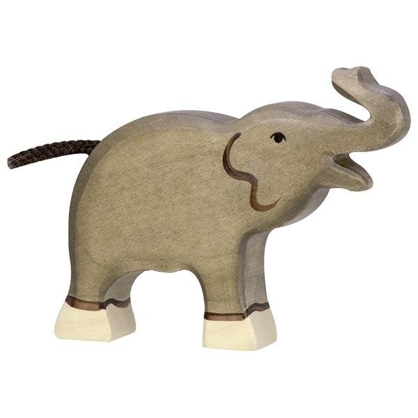 Holztiger Elefant Rüssel hoch I Safari Tiere Abenteuer Wildnis Spielzeug Holzelefant Holzspielzeug