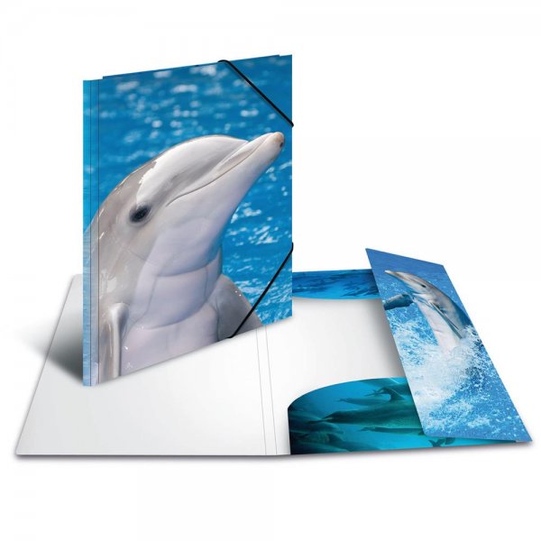 HERMA 7146 Sammelmappe DIN A3 Kunststoff Tiere Delfin Zeichenmappe Gummizugmappe