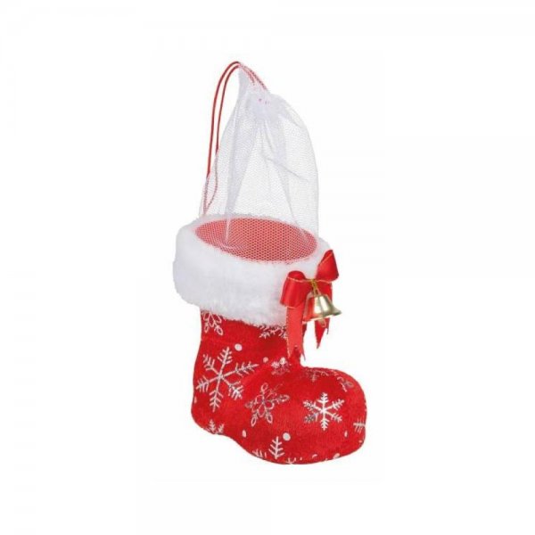 Idena Nikolausstiefel 12 cm Snwoflake mit Glöckchen Rot Weihnachtsstiefel Mittel Weihnachten Xmas
