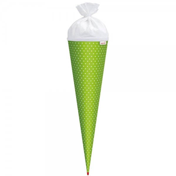 Roth Basteltüte Grün Weiß Punkte 70 cm rund mit Filzverschluss Schultüte Zuckertüte