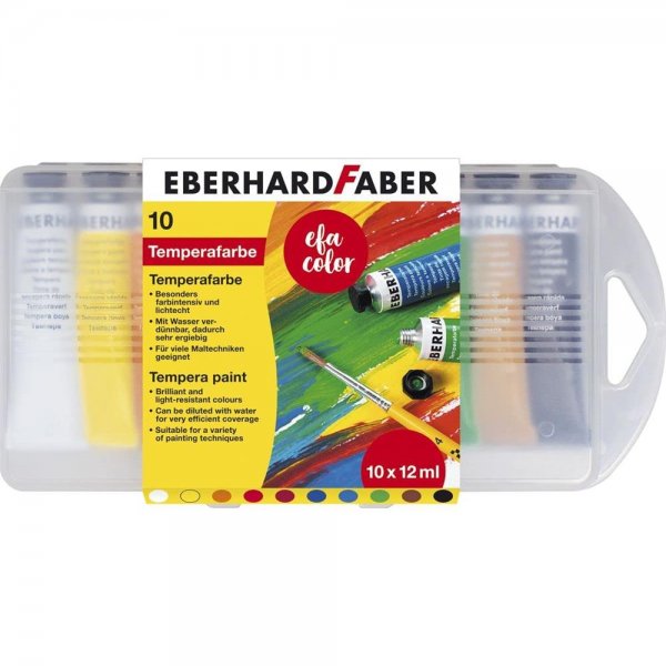 Eberhard Faber EFA Color Tempera Schulmalfarben 10 Tuben mischbar verdünnbar