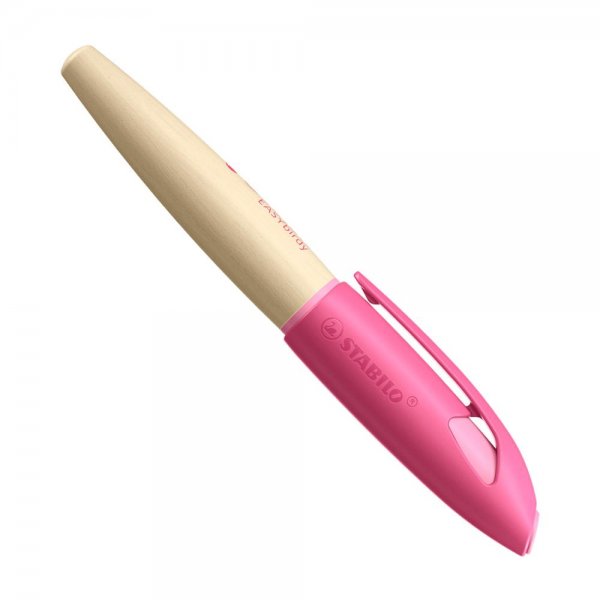 Schulfüller ergonomisch für Linkshänder mit Anfänger-Feder A - STABILO EASYbirdy Timber in pink