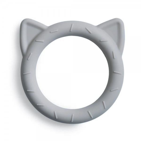 Mushie Beißring Katze Stone Grau Silikon BPA-frei Zahnungshilfe Zahnungsring Greifling Kauspielzeug