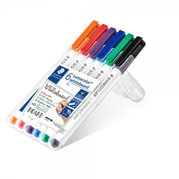 STAEDTLER Lumocolor whiteboard pen 301 Box 6 Stck. sortierte Farben Marker