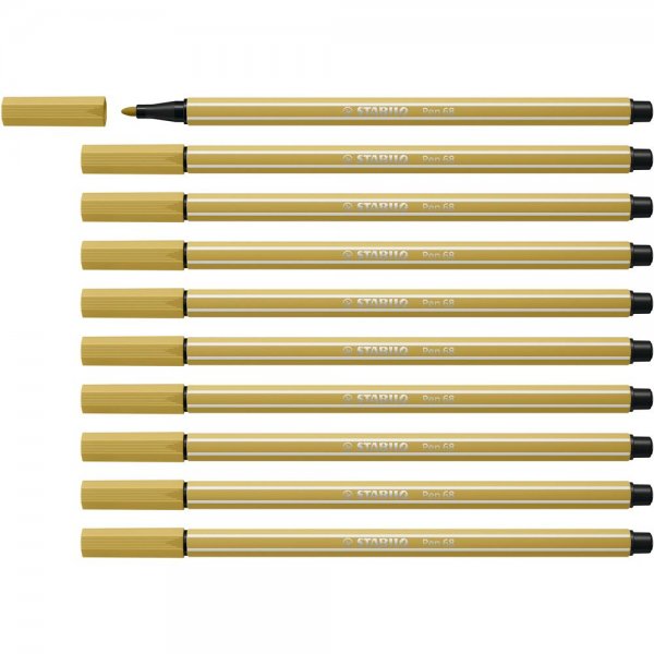 Premium-Filzstift - STABILO Pen 68 - 10er Pack - khaki