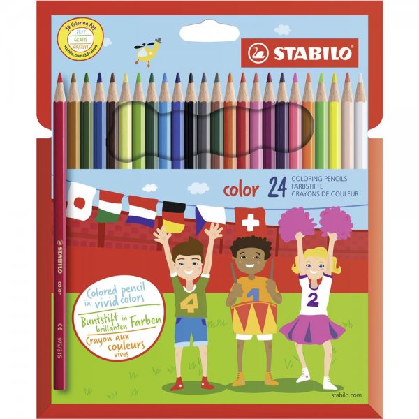Buntstift - STABILO color - 24er Pack - mit 24 verschiedenen Farben inklusive 4 Neonfarben