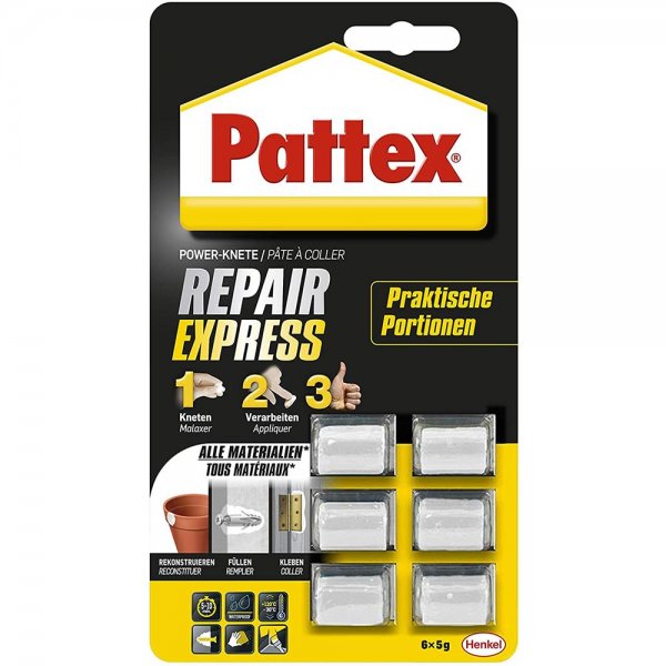 Pattex Powerknete Repair Express vorportionierte Modelliermasse Kleben Reparieren Epoxidharz 6x5g