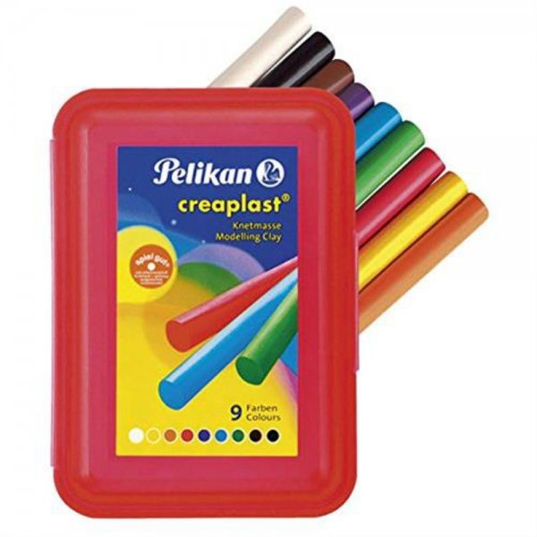 Pelikan 198/9R - Creaplast Knete 9 verschiedene Farben Basteln Bastelset Kneten