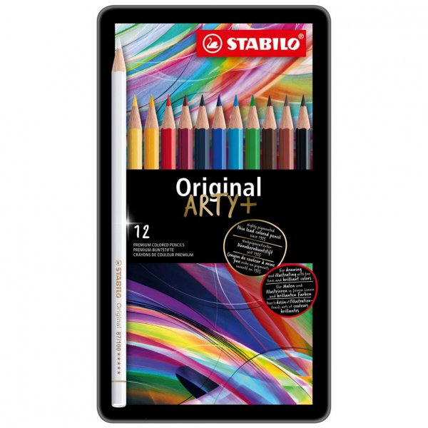 Premium-Buntstift - STABILO Original - ARTY+ - 12er Metalletui - mit 12 verschiedenen Farben