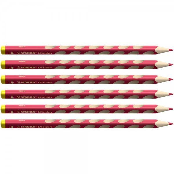 Ergonomischer Buntstift für Linkshänder - STABILO EASYcolors - 6er Pack - karminrot dunkel