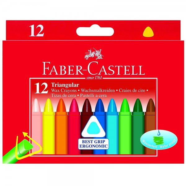 Faber-Castell 0010 - Dreikant Wachsmalstifte, 12er Etui