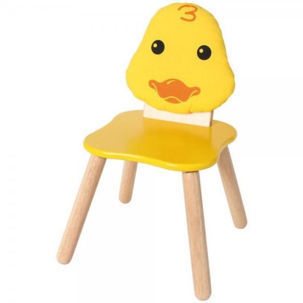 Kinderstuhl Ente gelb aus Holz abgerundete Ecken Kindermöbel mit Tiermotiv
