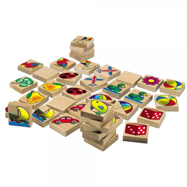 Eichhorn Bilder-Memo Spiel Holzspielzeug Holzbausteine mit verschiedenen Motiven