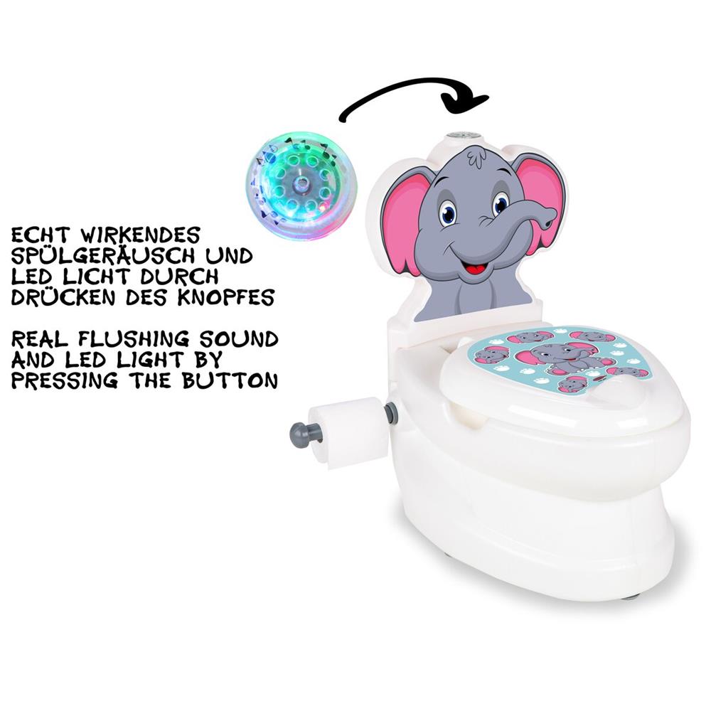 Jamara Meine kleine Toilette MyPlaybox Toilettenpapierhalter und Spülsound Töpfchen | Elefant mit