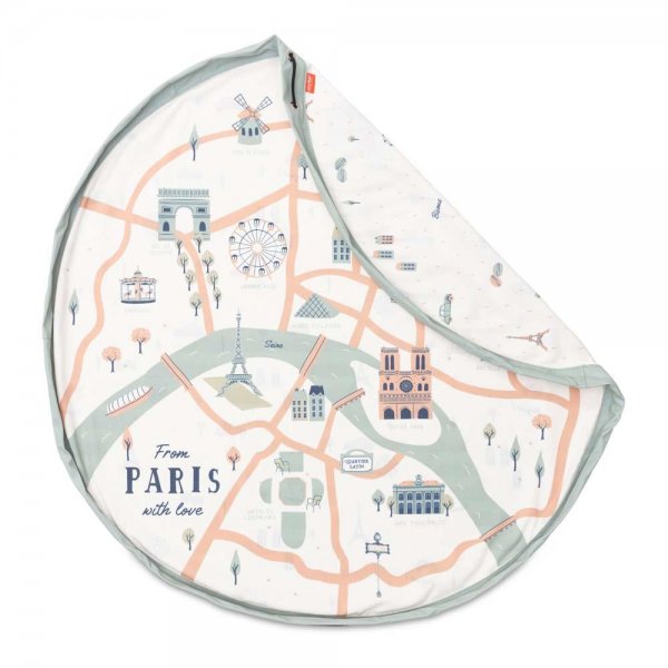 Play&Go Spieldecke Paris Map 140 cm Aufbewahrungssack Spielzeugtasche Spielteppich