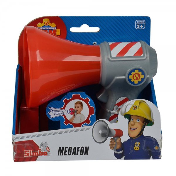 Simba 109258699 - Feuerwehrmann Sam Megaphon mit Stimme