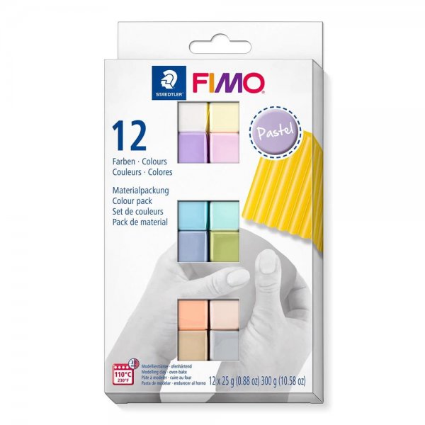 Staedtler FIMO soft "Pastel Colours" mit 12 Halbblöcken à 25 g Modelliermasse ofenhärtend Knete