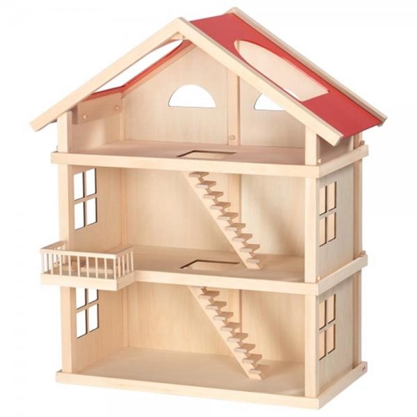 Goki Puppenhaus 3 Etagen 86,3 cm Holz Puppenstube Spielzeughaus Spielhaus