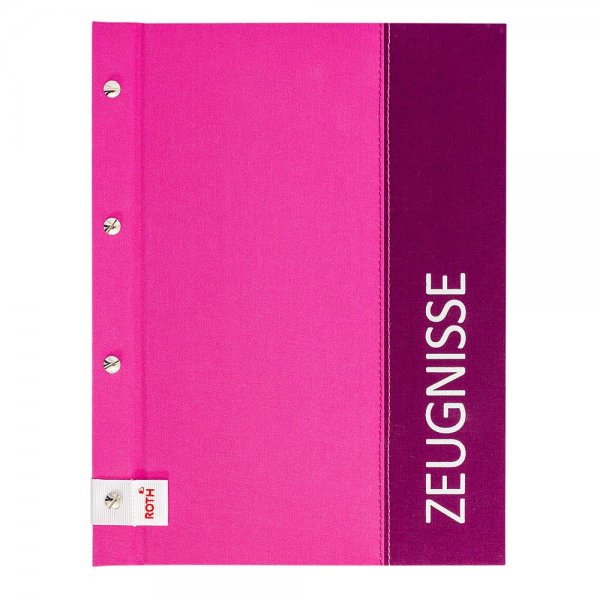 Roth Zeugnismappe A4 Pink 12 Einlagen Schulbedarf Dokumentenmappe Zeugnis Mappe Hülle erweiterbar Buchschraube
