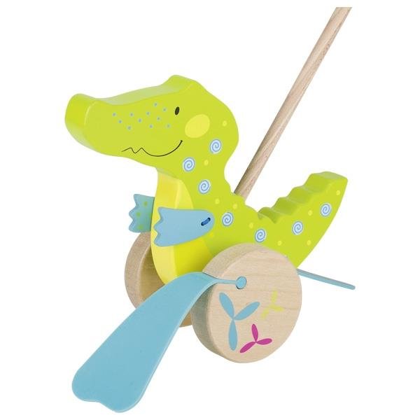 Goki Schiebetier Krokodil Susibelle mit Watschelfüßen Holzspielzeug Kleinkindspielzeug ab 1 Jahr
