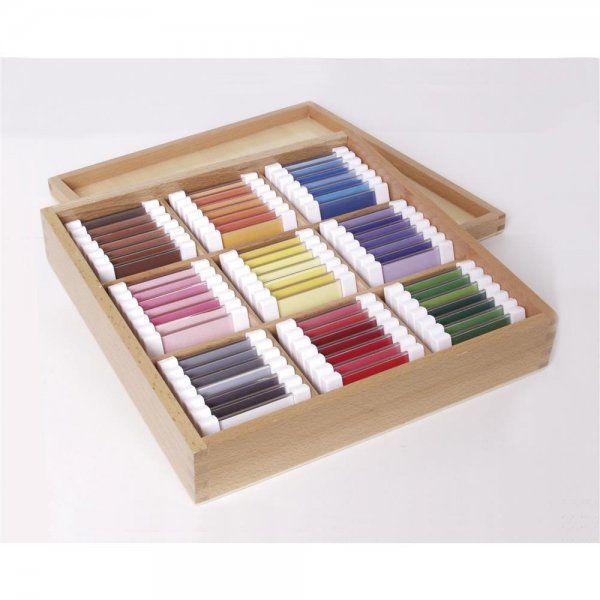 Montessori Farbtäfelchen - Kasten mit 63 Stück, Lernspielzeug, NEU