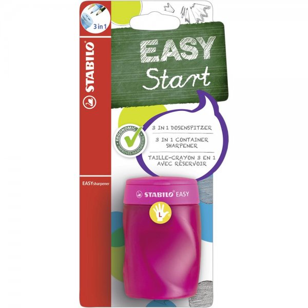 Ergonomischer Dosen-Spitzer für Linkshänder - STABILO EASYsharpener - 3 in 1 - pink
