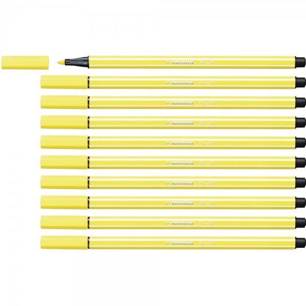 Premium-Filzstift - STABILO Pen 68 - 10er Pack - zitronengelb