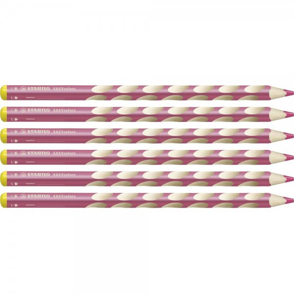 Ergonomischer Buntstift für Linkshänder - STABILO EASYcolors - 6er Pack - rosa