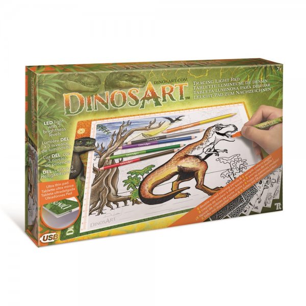 DinosArt Dino Leuchtpad zum Nachzeichnen Kreativset für Dinosaurier-Fans ab 7 Jahre
