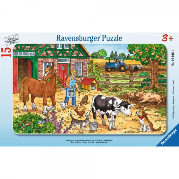 Ravensburger Rahmenpuzzle Glückliches Bauernhofleben 15 Teile Kinderpuzzle