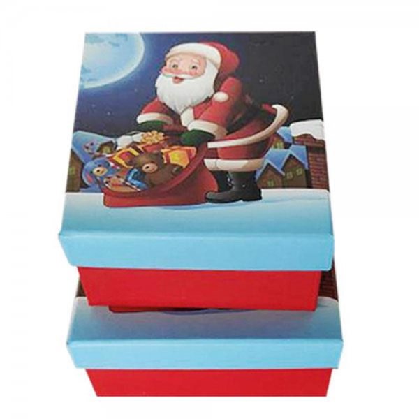 Idena Geschenkbox Weihnachten 2er Santa Geschenkverpackung Weihnachtsverpackung Geschenkschachtel