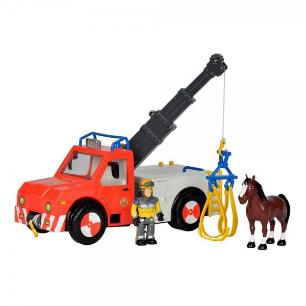 Simba 109258280 - Feuerwehrmann Sam Phoenix Rettungsfahrzeug mit Figur und Pferd